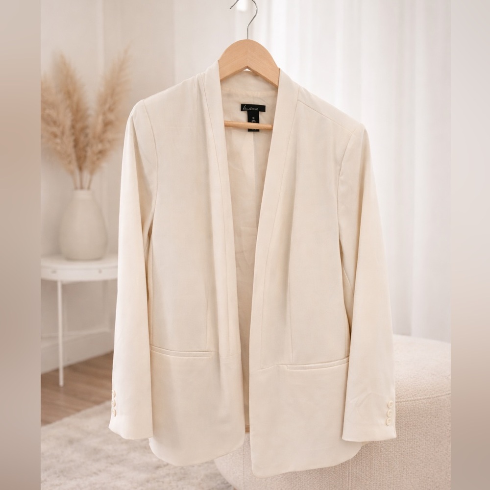 Lane Bryant Cream Open-Front Blazer Size 18 Regular Workwear